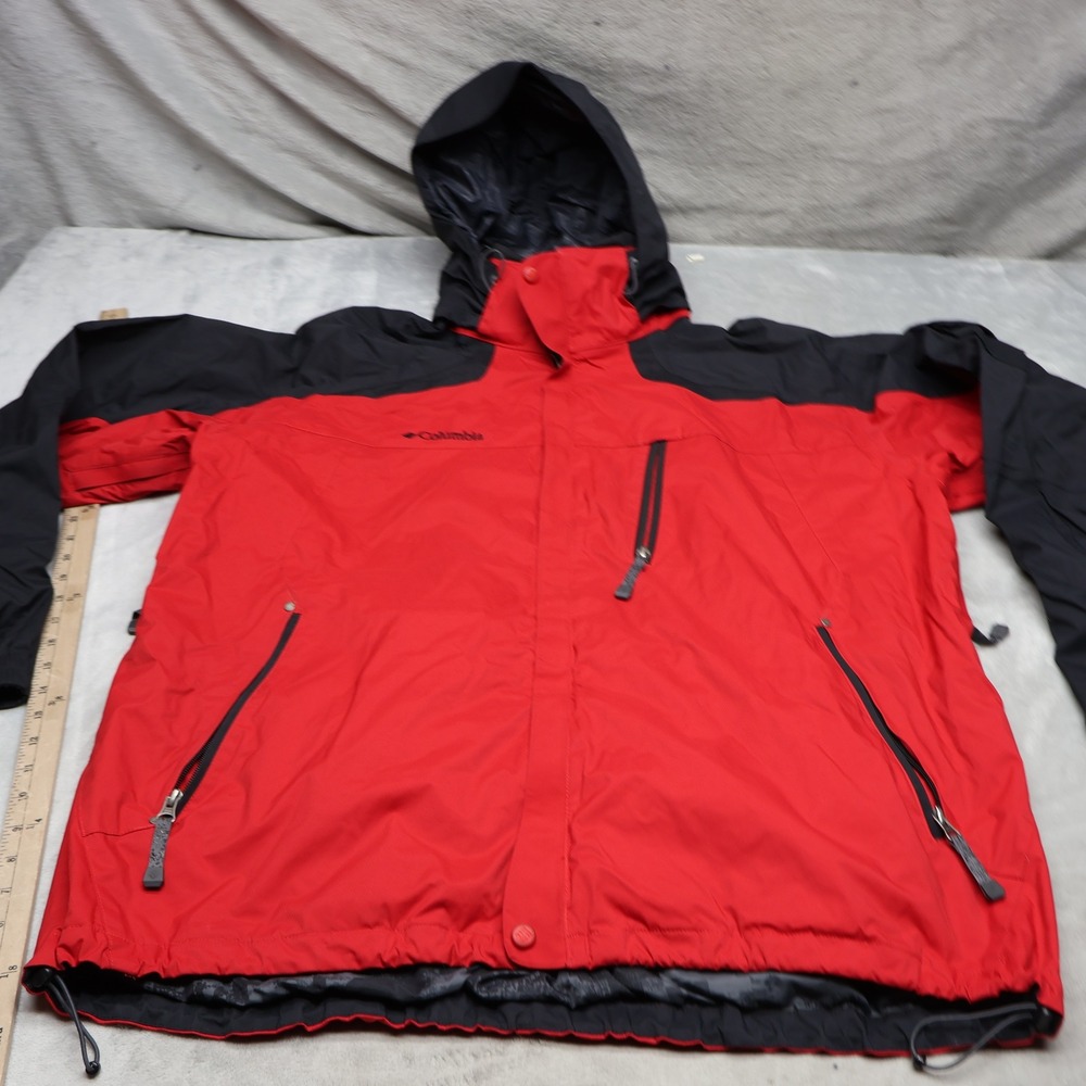 Columbia Jacket Mens XL Red Hooded Waterproof Wind Rain Ski Winter 3in1 Shell